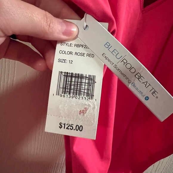 Bleu Rod Beattie Pink One Piece Swimsuit with Plunging Neckline - Picture 3 of 3